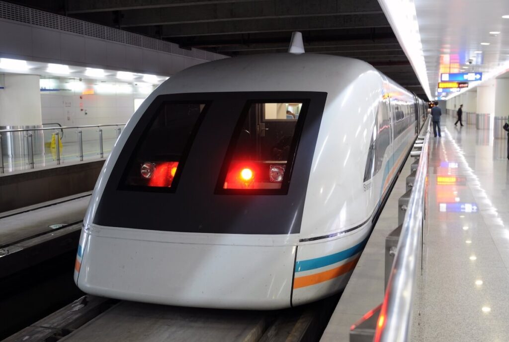 a maglev train in Shanghai
