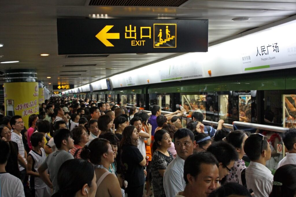 rush hour at the Shanghai Metro