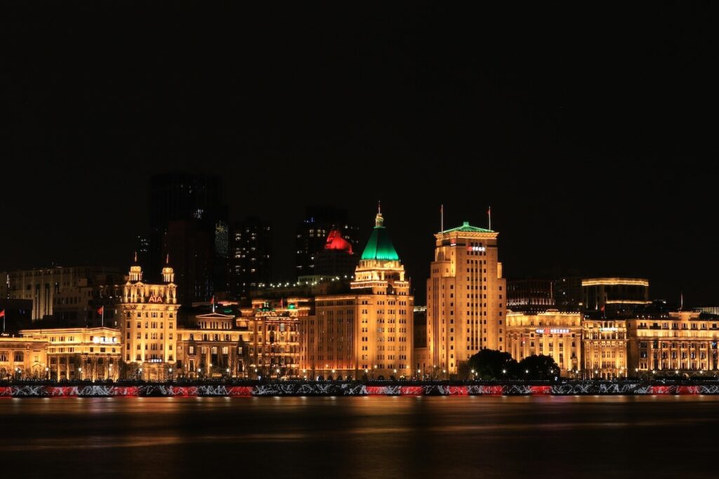 panoramic view of the Bund at night