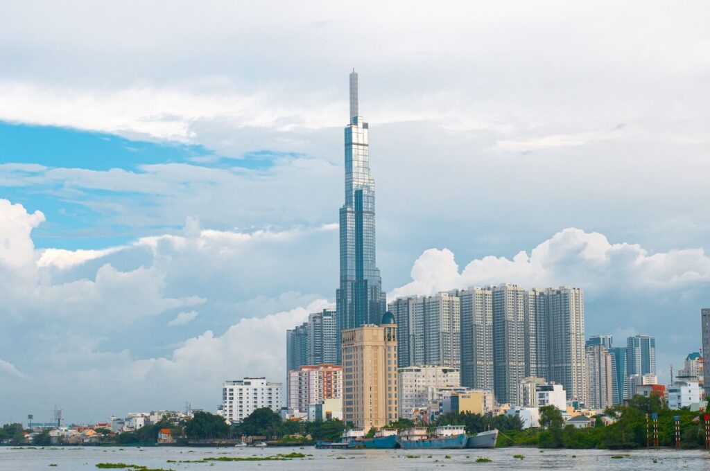 panoramic view of Landmark 81 and other buildings in Ho Chi Minh City
