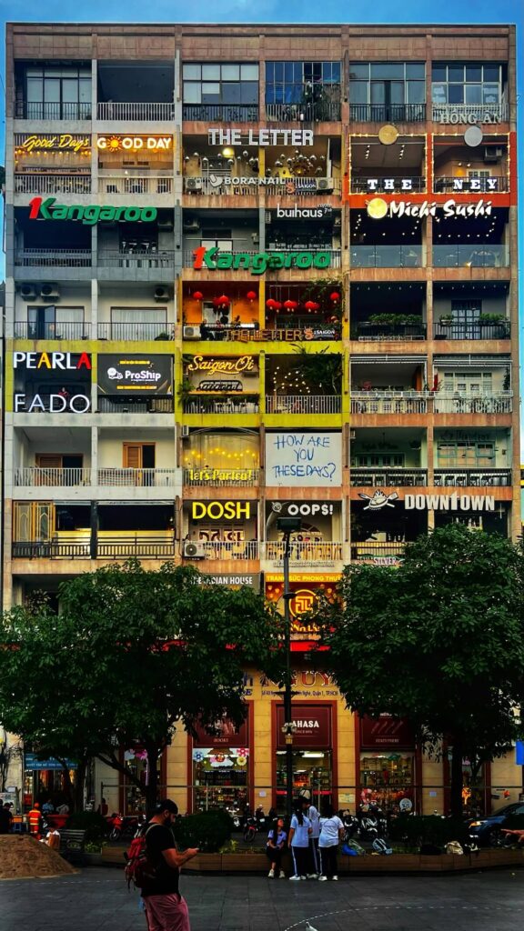 facade of the Cafe Apartment in Nguyen Hue, Ho Chi Minh