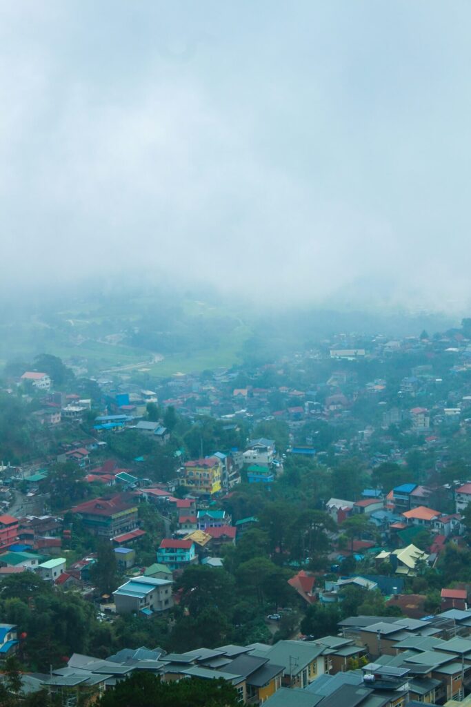 foggy Baguio cityscape