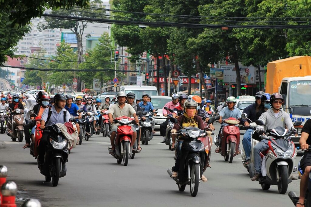 sea of motorbikes in Ho Chi Minh City