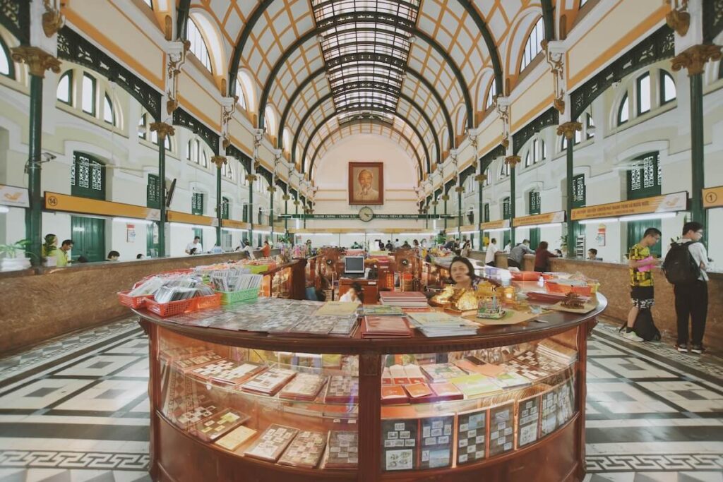 inside the post office in Ho Chi Minh City