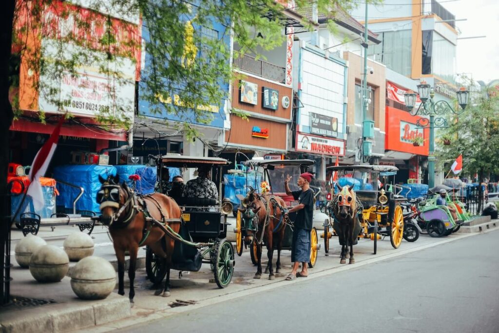 colorful buildings in Malioboro Street in Yogyakarta