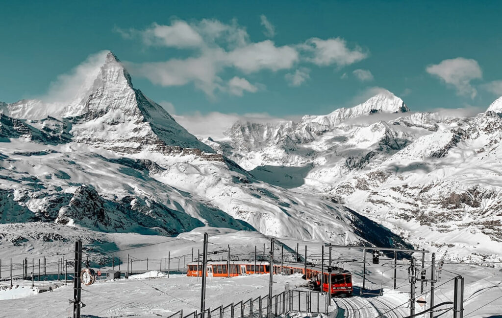 panoramic view of snow-covered Matterhorn