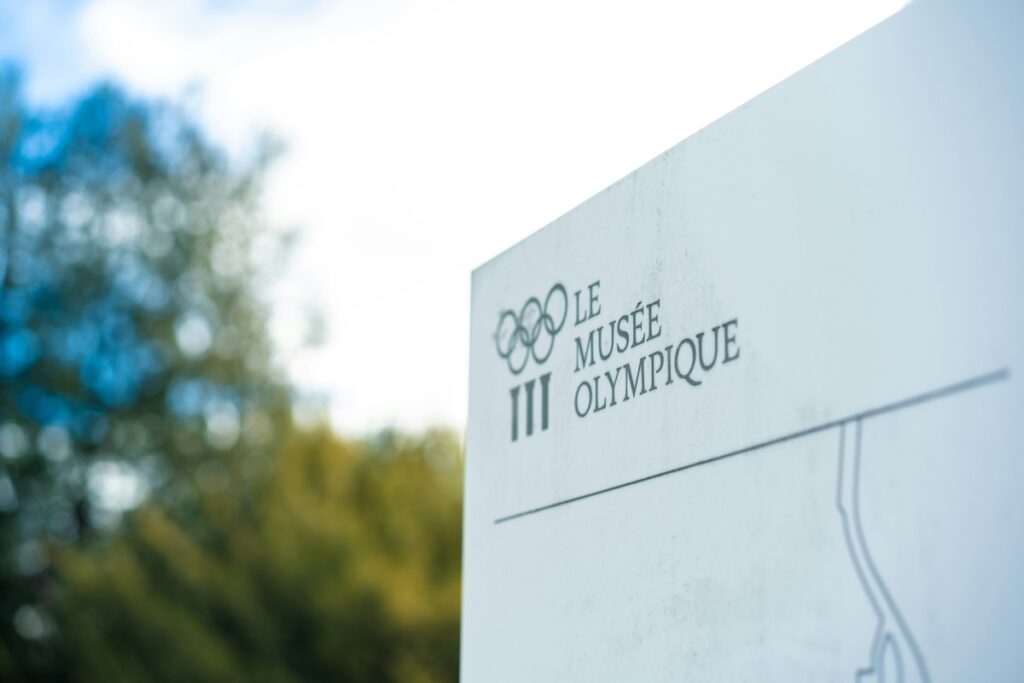 close-up of Olympic Museum sign in Lausanne