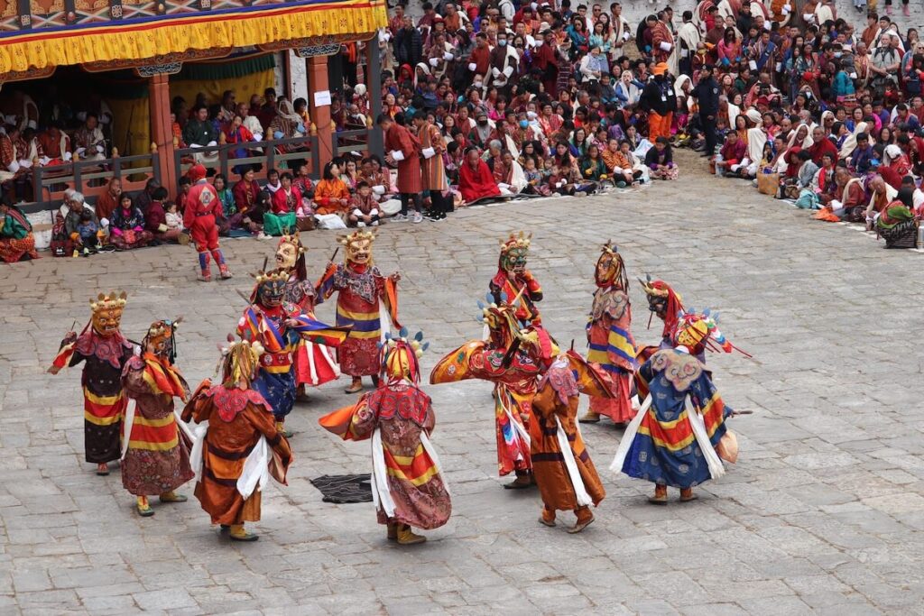 dancers during a tshechu in Bhutan