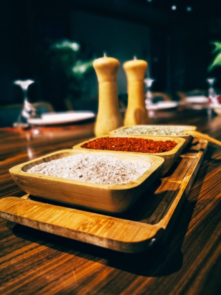dipping salts on table