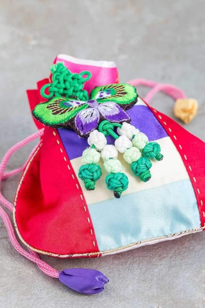 colorful silk pouch