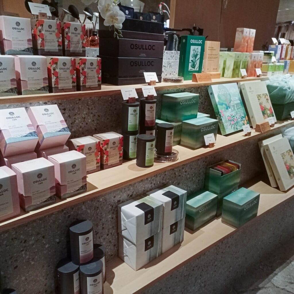 selection of tea products at Osulloc