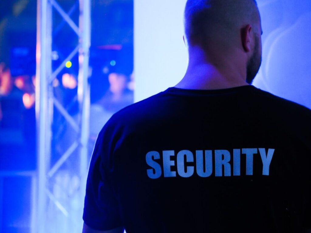 club bouncer with his back turned