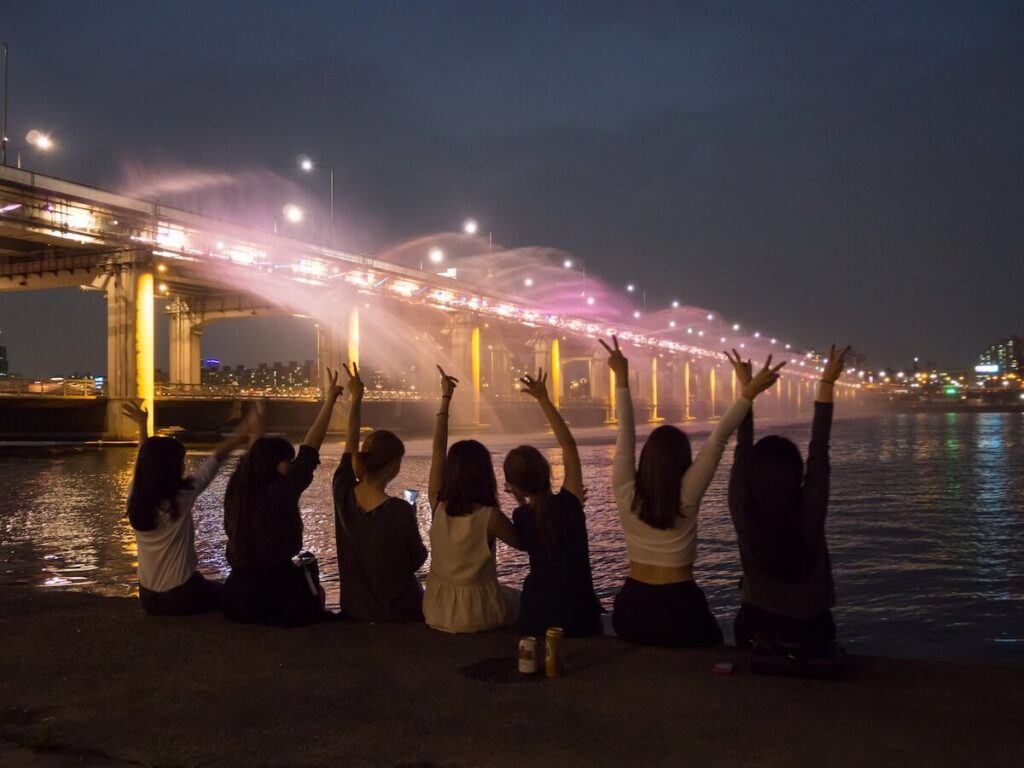 girls partying by the Han River in Seoul