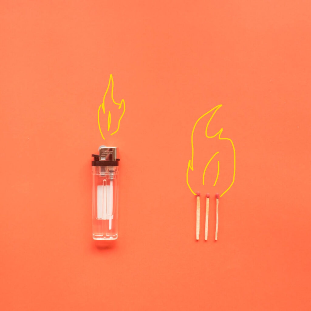 lighter and three matches