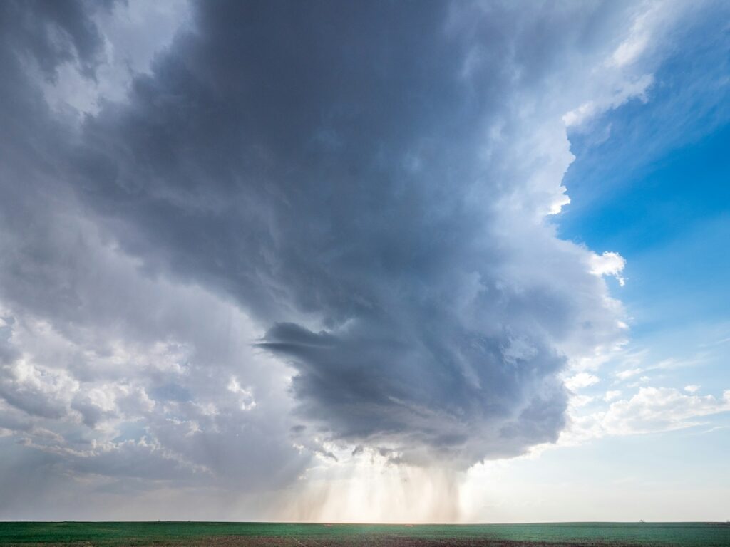 severe spring storm over Kansas prairie