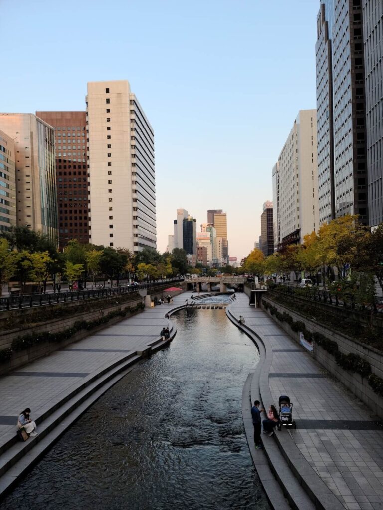 aerial view of Cheonggyecheon Stream