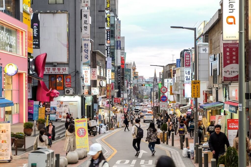 Ewha shopping street, the famous shopping area around Ewha Womans University