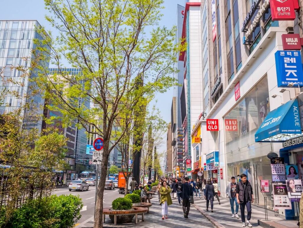 Gangnam District popular shopping street in Seoul